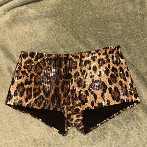 Edikted Leopard Sequin High Waist Shorts